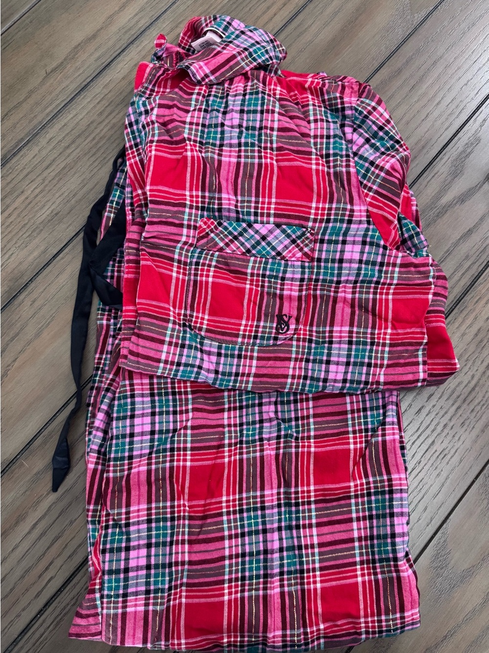 Victoria's Secret Pink, Red & Teal Plaid Pajama Top
